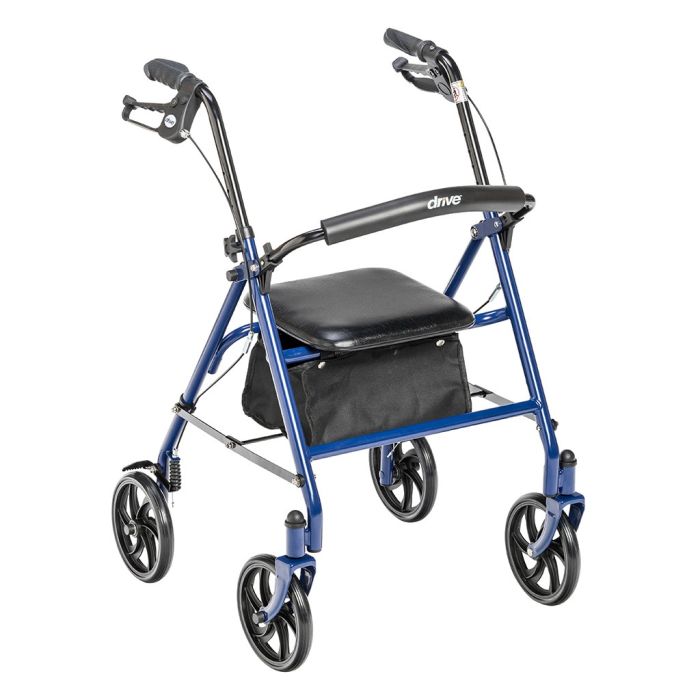 Durable 4 Wheel Rollator with 7.5 Casters Blue Beauty